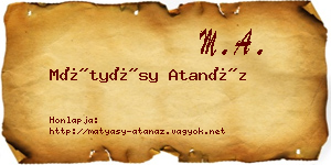Mátyásy Atanáz névjegykártya
